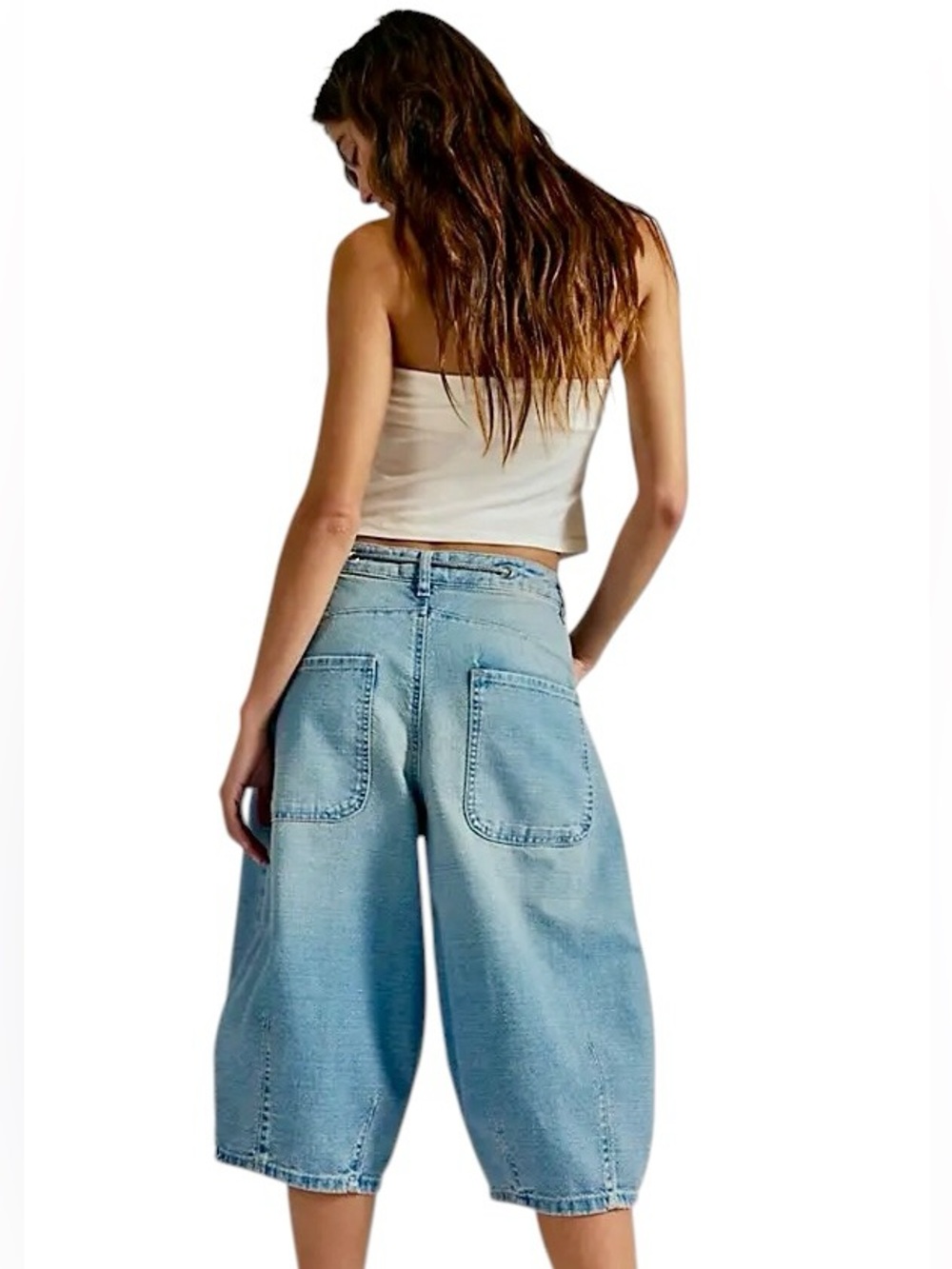 NWT Free People x We The Free Amanda Cropped Barrel Denim Jeans in Amor Waist - Picture 5 of 11